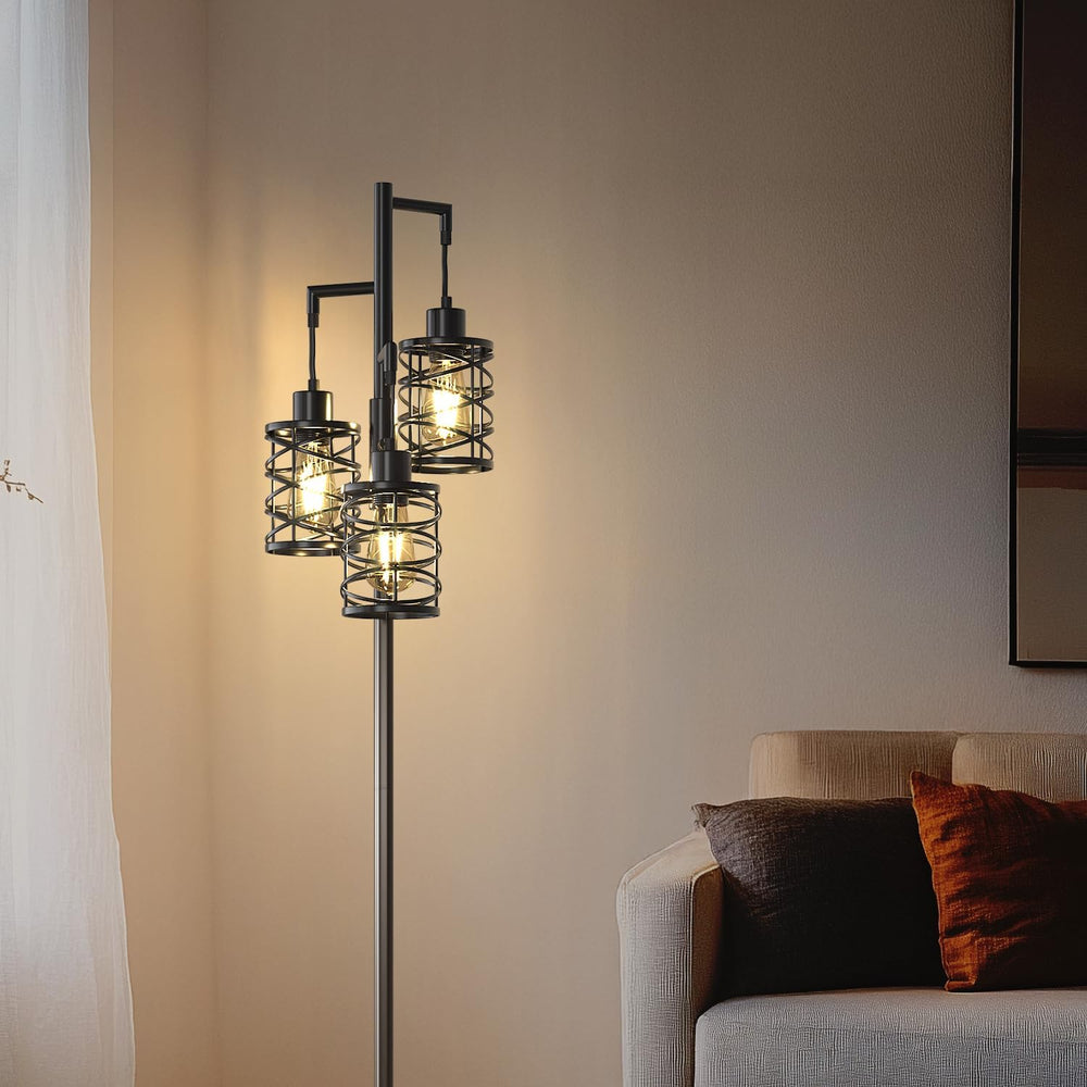 Oneach 70" Industrial Floor Lamp, Stepless Dimmable Standing Lamp with 3...