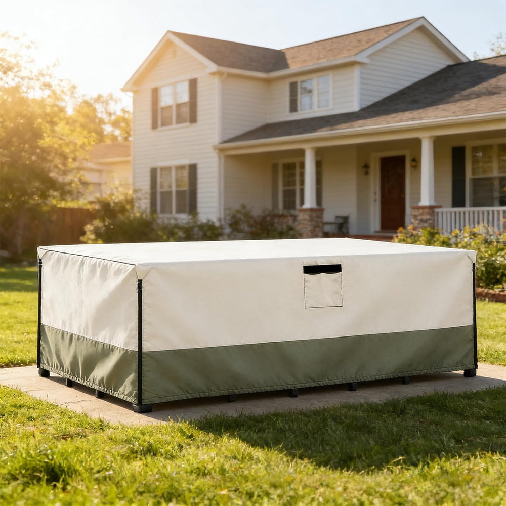 Bitubi Rectangular Patio Table Cover - Heavy Duty 600D Tough Canvas Waterproo...