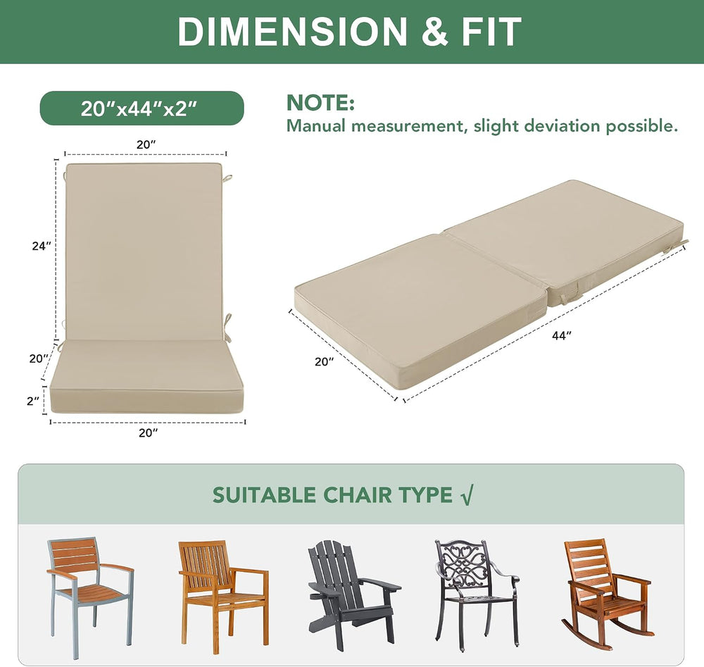 Summsun Outdoor Dining Chair Cushions 4-Pack, 20 x 20 Inch, Cream
