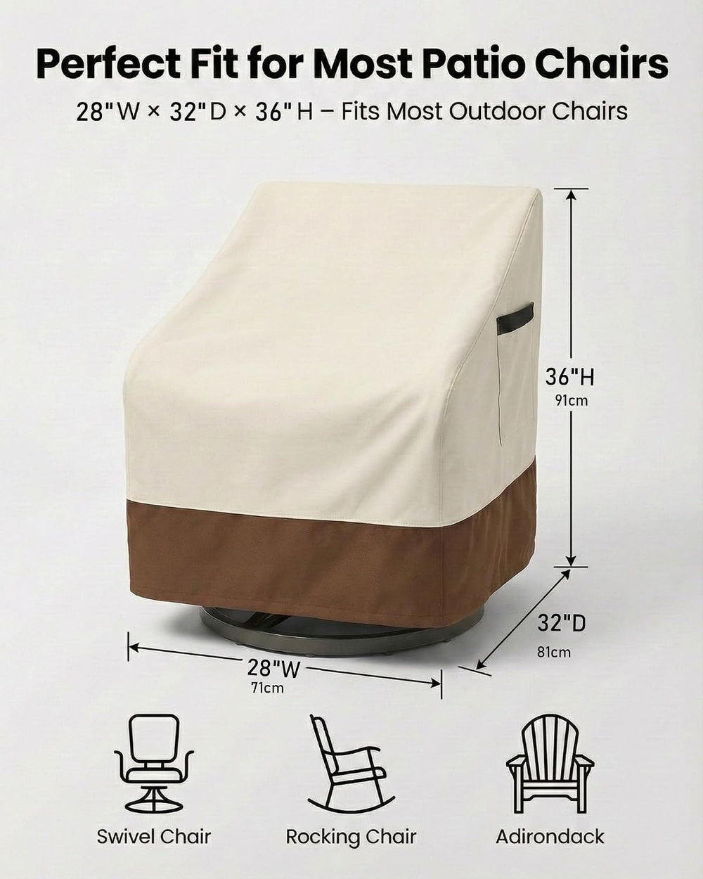 Waterproof Patio Chair Covers, Heavy Duty 600D Lawn Outdoor Furniture Covers ...