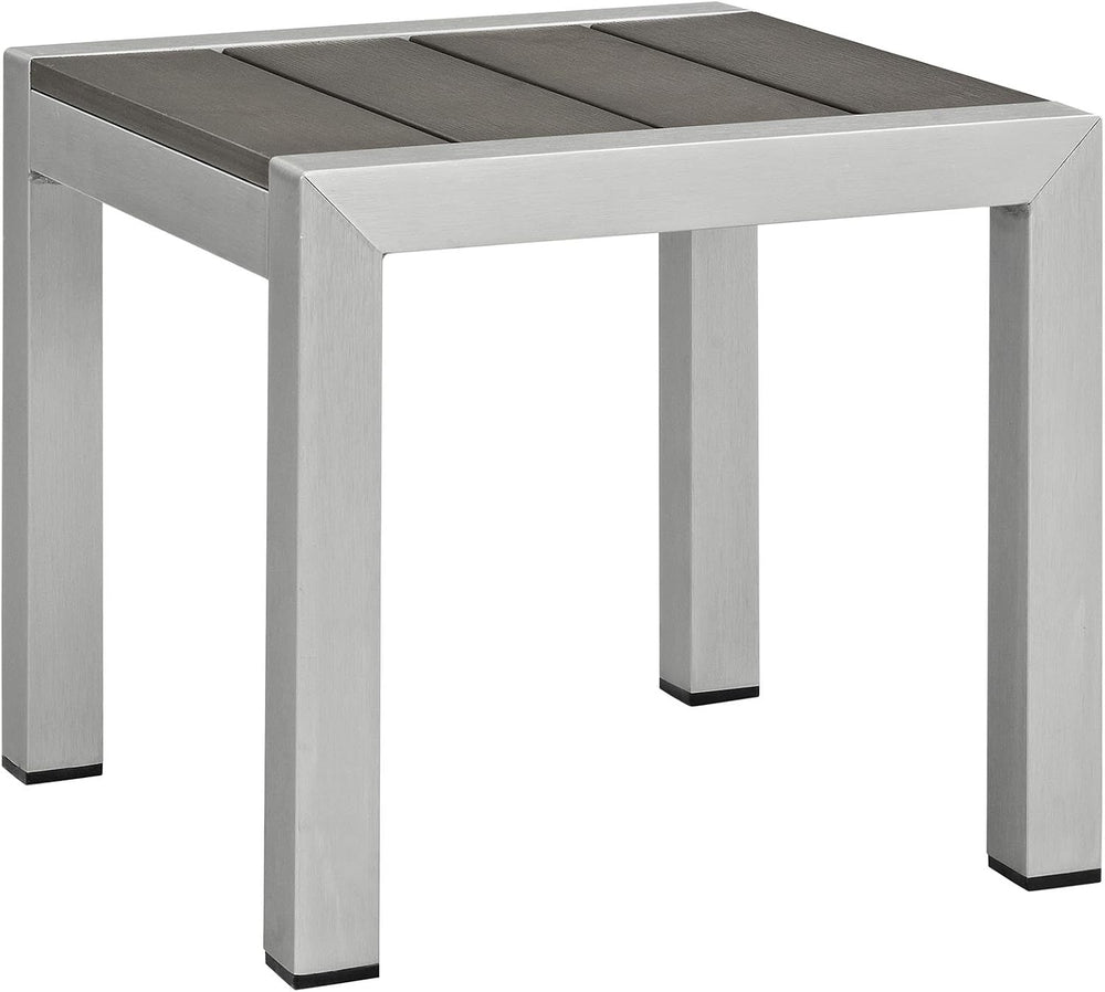 Lexmod Modway Shore 3-Piece Aluminum Outdoor Patio Furniture Set in Silver Navy