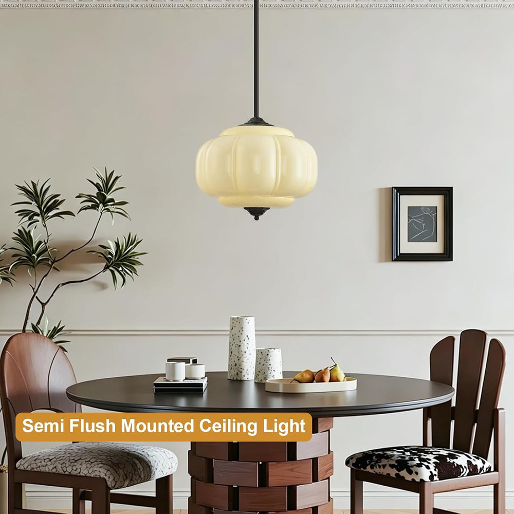 15in Cream Glass Schoolhouse Light Fixture Large, Bulb Included