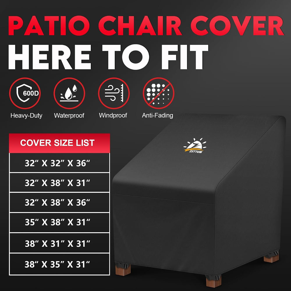 Zettum Patio Chair Covers 2 Pack - 600D Outdoor Lounge Deep Seat Cover Waterp...
