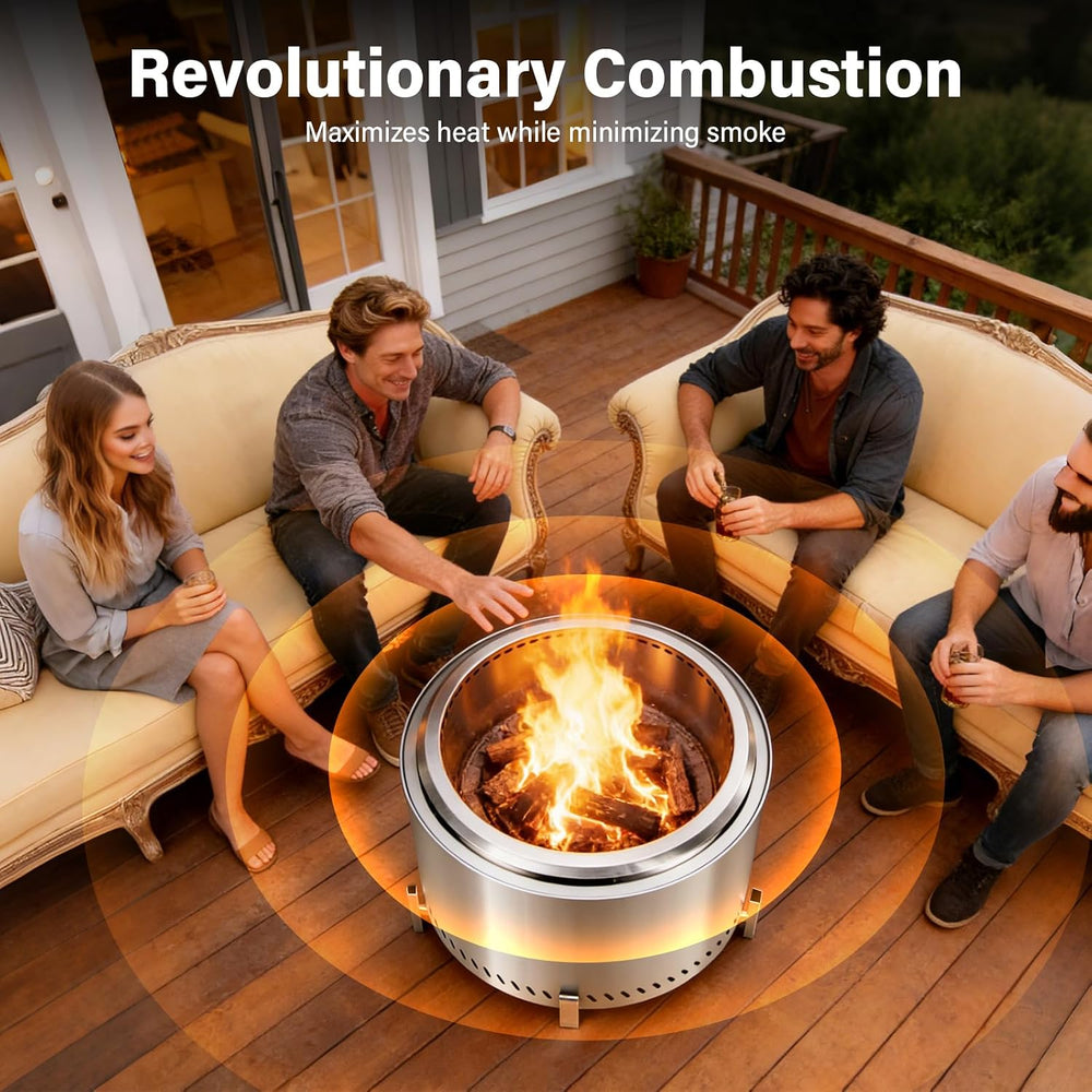 HGD 20 Inch Smokeless Fire Pit with Stand, Stainless Steel Wood Burning Stove...