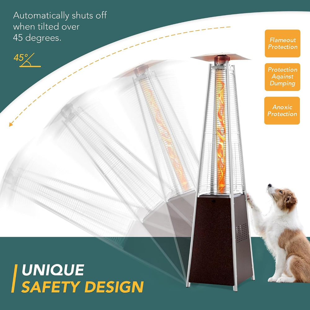 Pamapic 89" Pyramid Patio Heater Outdoor, Propane Flame Tower with Quart...