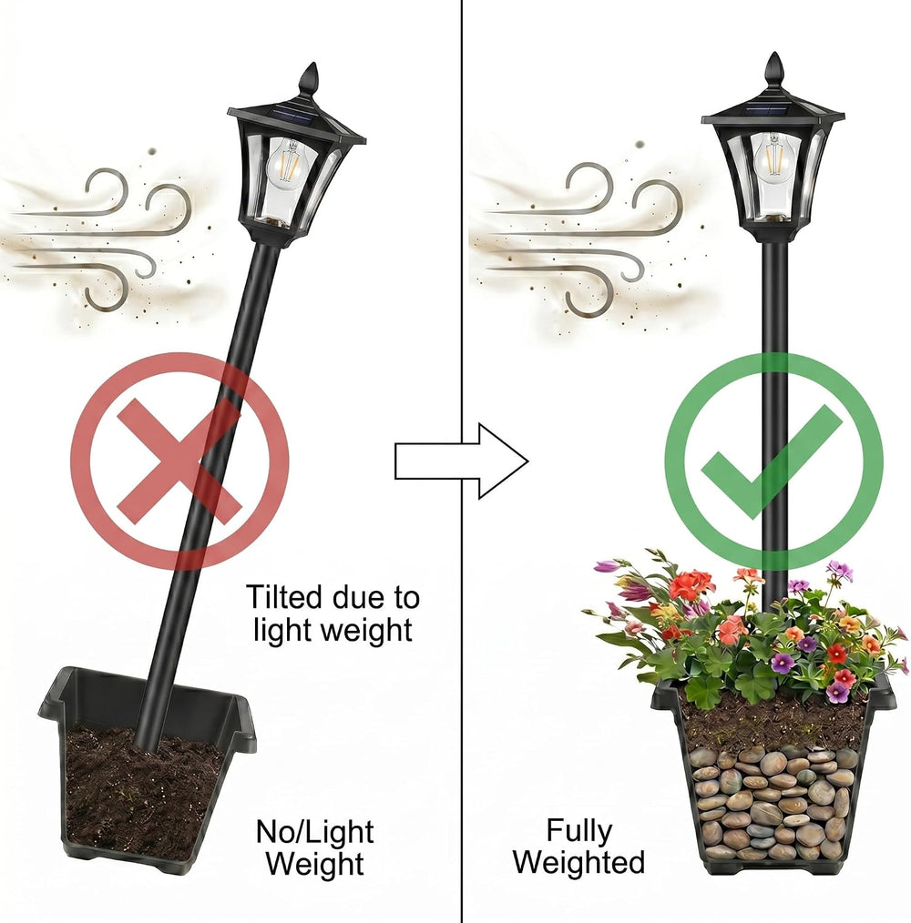 Benany 76" Solar Lamp Post Lights with Planter, Glass & Metal Street...
