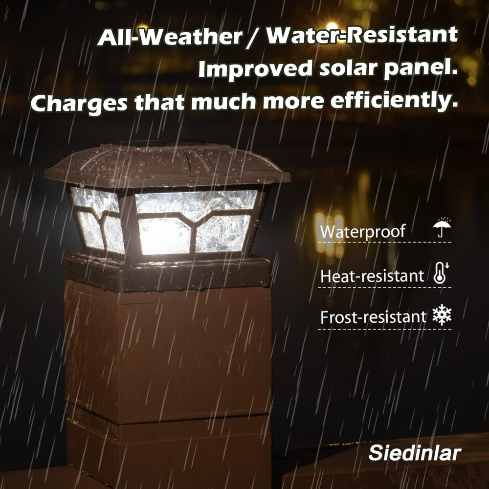 SIEDiNLAR Solar Post Cap Lights Outdoor 2 Modes, 4 Pack, Brown, Warm/White