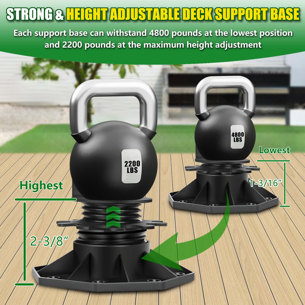 12Pack Adjustable Deck Support Pedestal Deck Foundation Base Support,Used for...