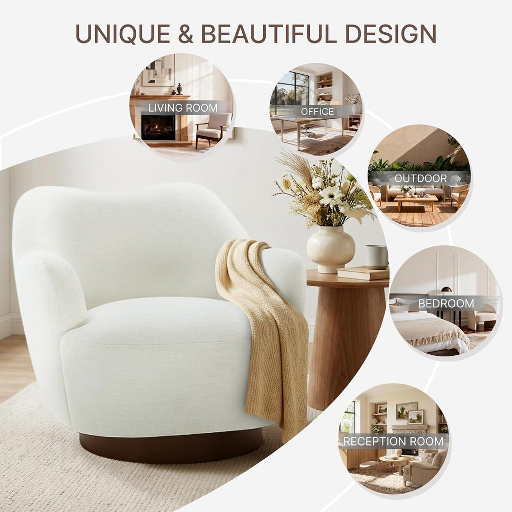 KISLOT Swivel Accent Chair Set of 2,Upholstered Barrel Chair with Curves Came...