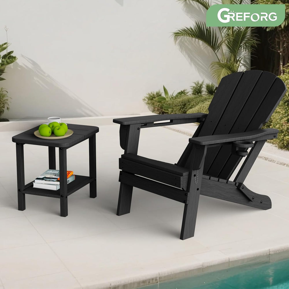 Patio Side Table, Small Rectangular HDPE Adirondack End Table for Outdoor Use...