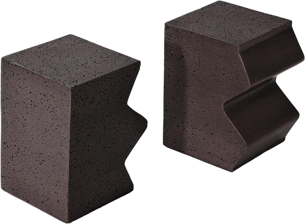 COSIEST Concrete Side Table, Set of 2 Rectangular Outdoor Side Tables, Decora...