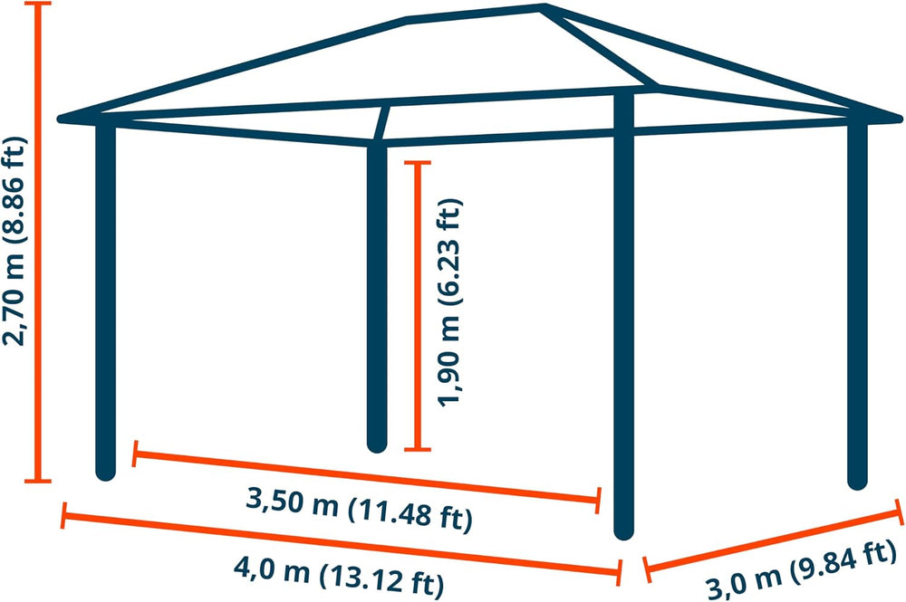 TOOLPORT 10x13 ft Gazebo with 4 Curtains, Gray