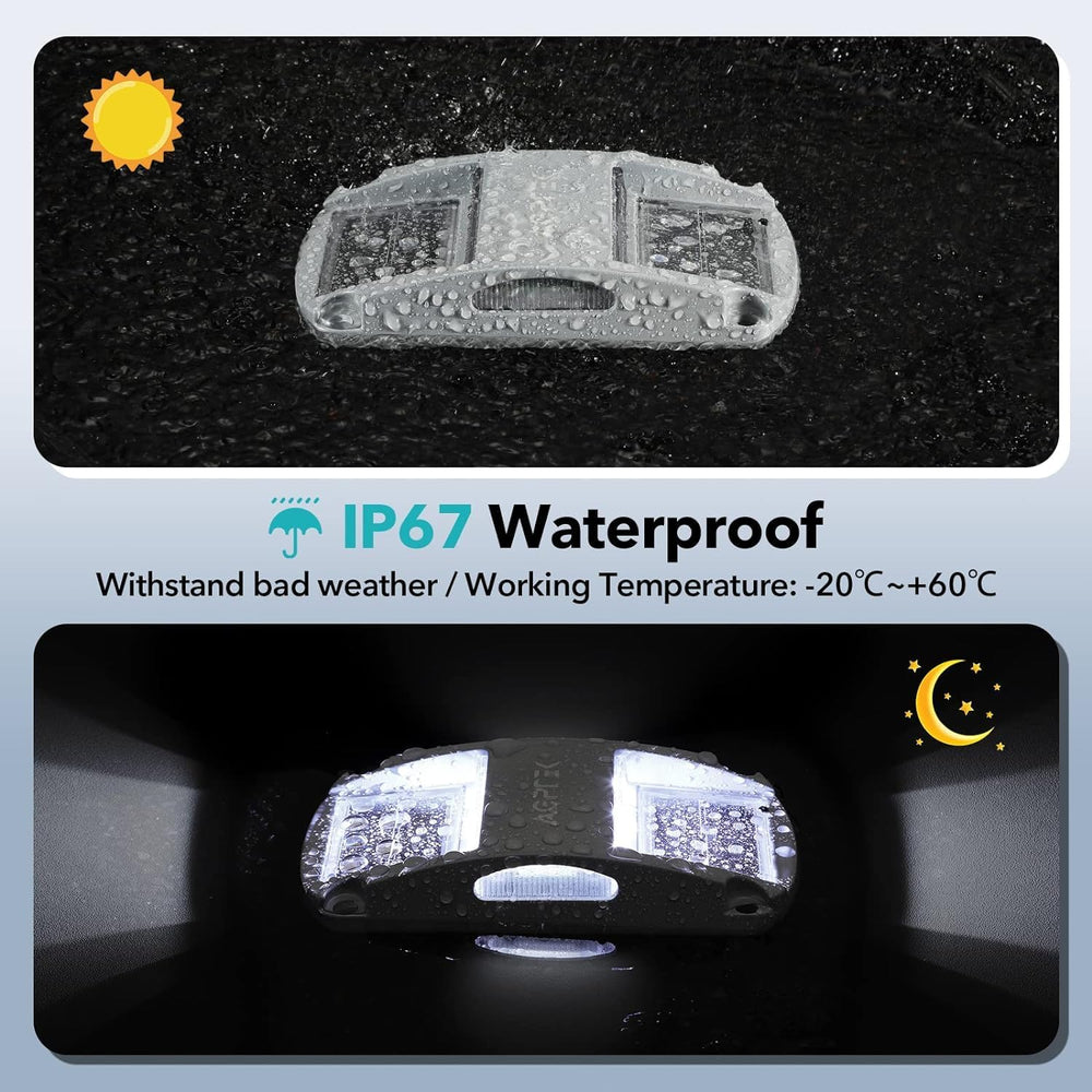 AGPTEK Solar Driveway Lights 12 Pack, White LED Deck Lights, Waterproof, Sola...
