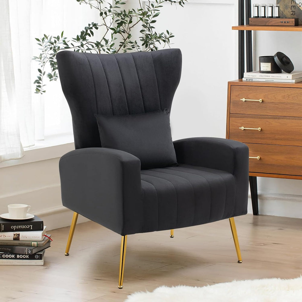 ZJhome Living Room Chairs Set of 2 Modern Velvet Accent Chairs with Lumbar Pi...