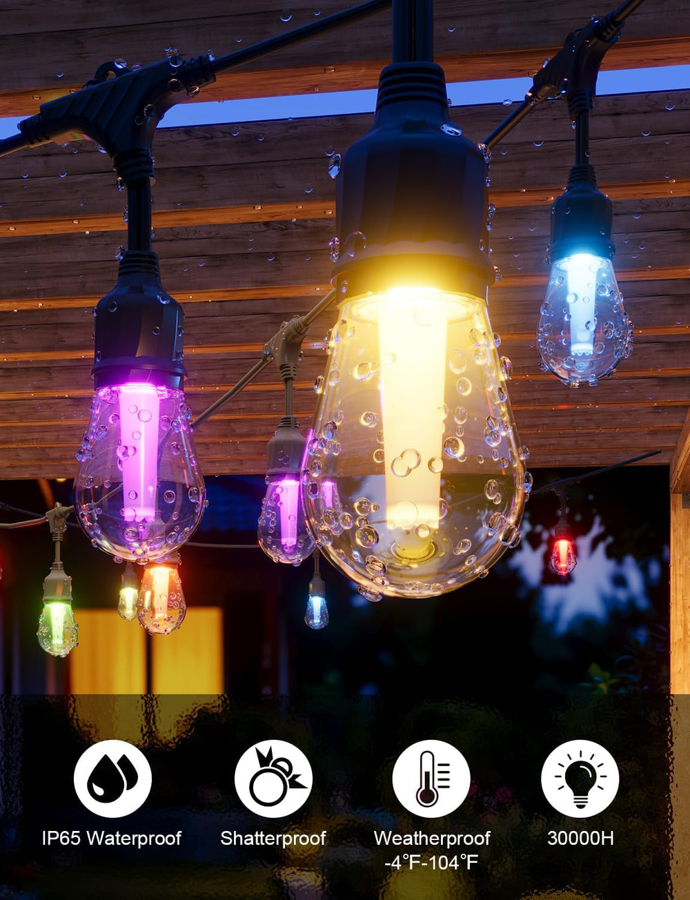 XMCOSY+ Smart Outdoor String Lights 72.5FT, LED Patio Lights App Control