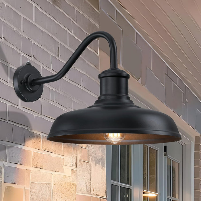 13.8'' Diameter Large Dusk to Dawn Outdoor Gooseneck Barn Light, 2 Packs