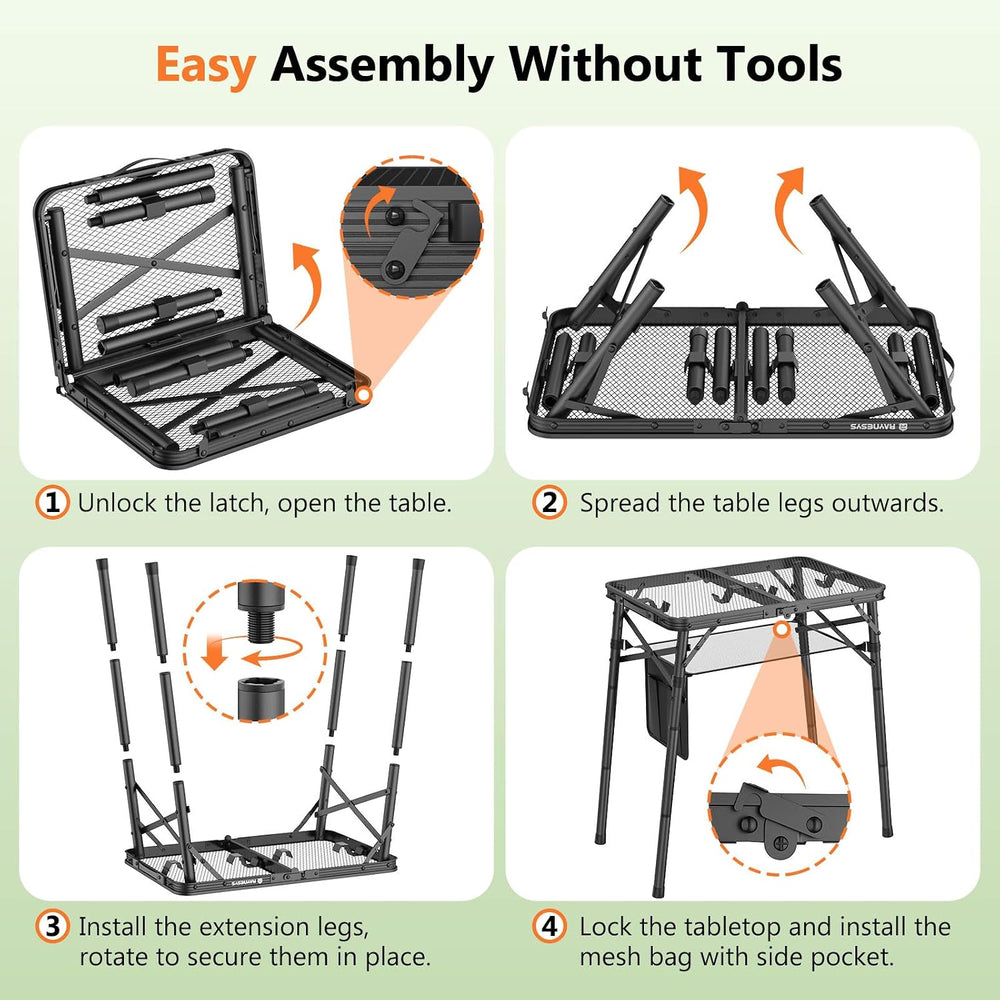 Raynesys Portable Folding Grill Table for Outside for Picnic, Camping