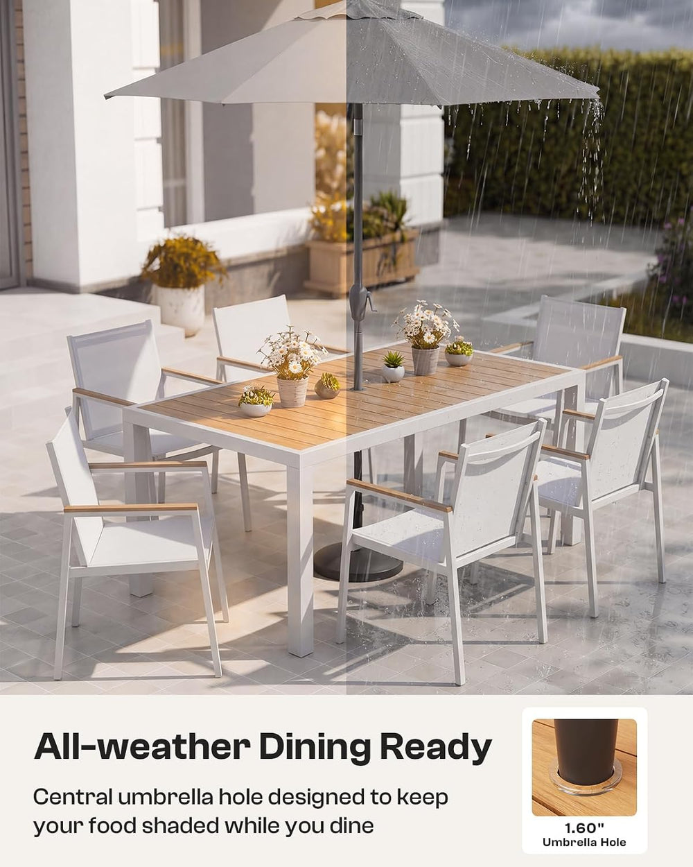 Outdoor Dining Set for 8, Aluminum Patio Table and Chairs Set, 10-Piece All W...
