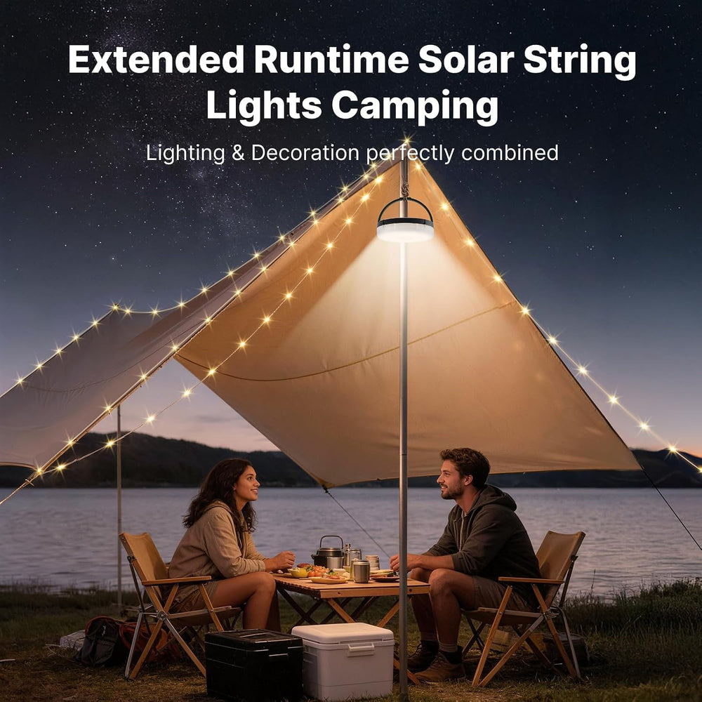 OGERY Solar Camping String Lights, 5400mAh/ 49.2FT/ 11 Modes Rechargeable