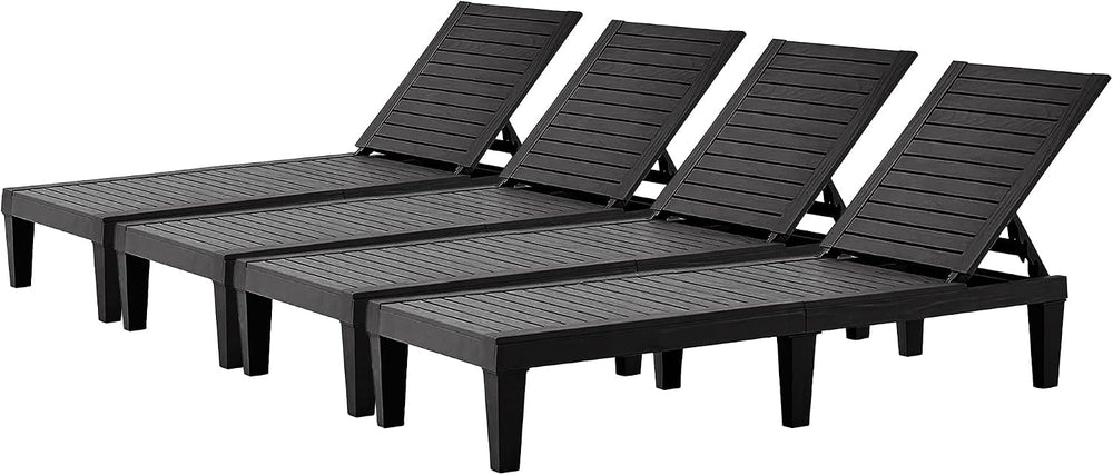 EUNHOO Chaise Lounge Outdoor Set of 4,Adjustable Pool Lounge Chair with 5 Pos...