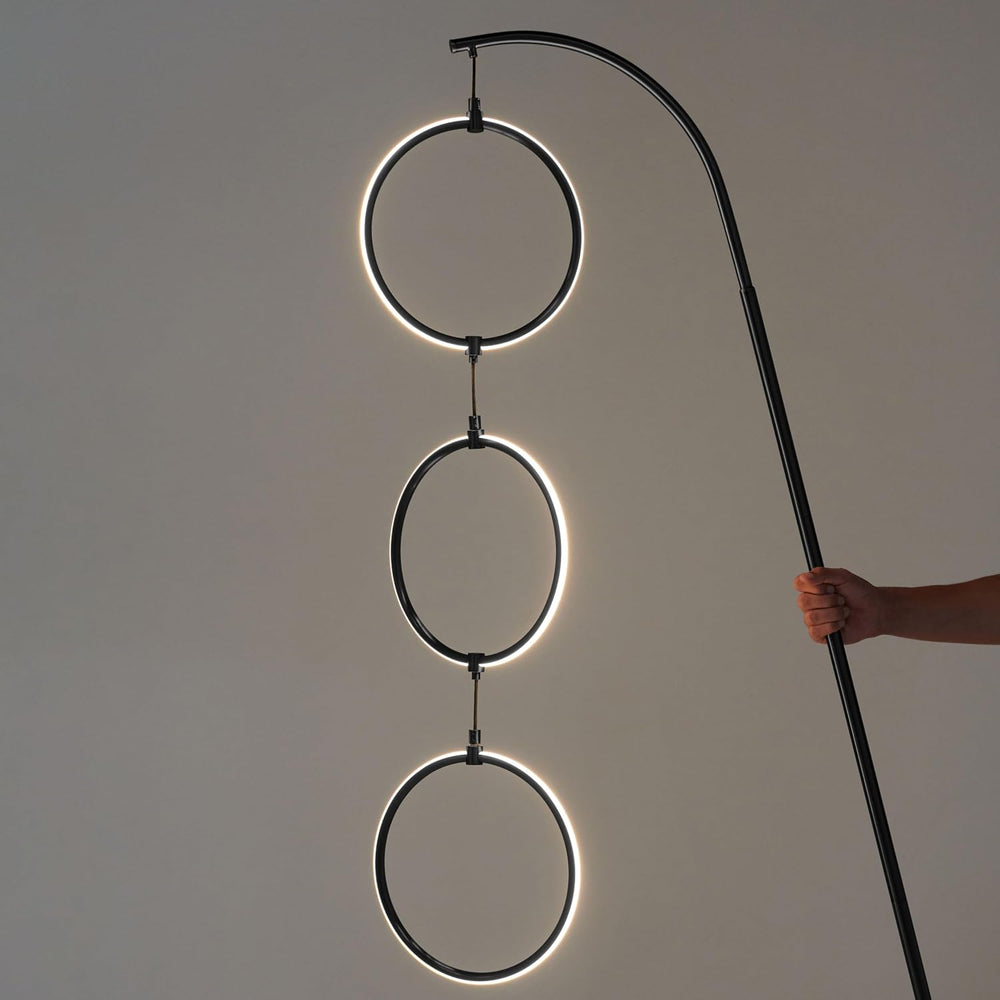 Brightech 3-Ring Modern Floor Lamp Matches Living Room Décor - Contemporary A...