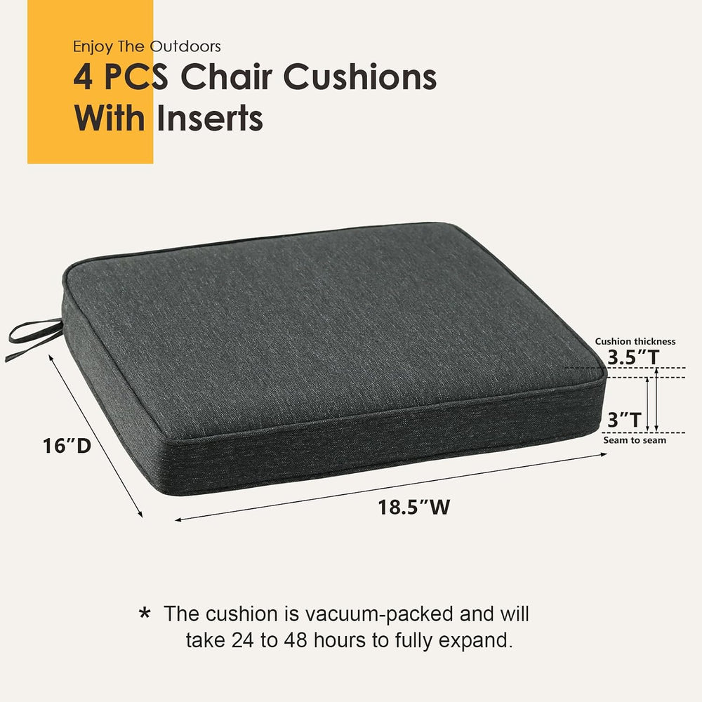 Outdoor Square Corner Seat Cushion, 18.5"x16"x3", Set of 4, No...