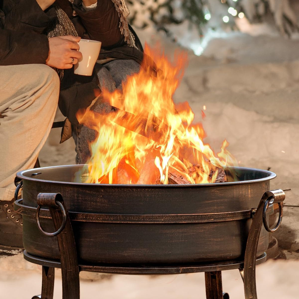 EcoNook 36 Inch Fire Pit with Grill & Lid, 3 in 1 Fire Pit