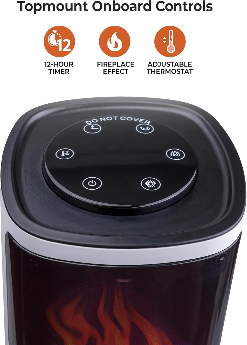 Comfort Zone 25" Oscillating Tower Heater with 3D Flame Effect