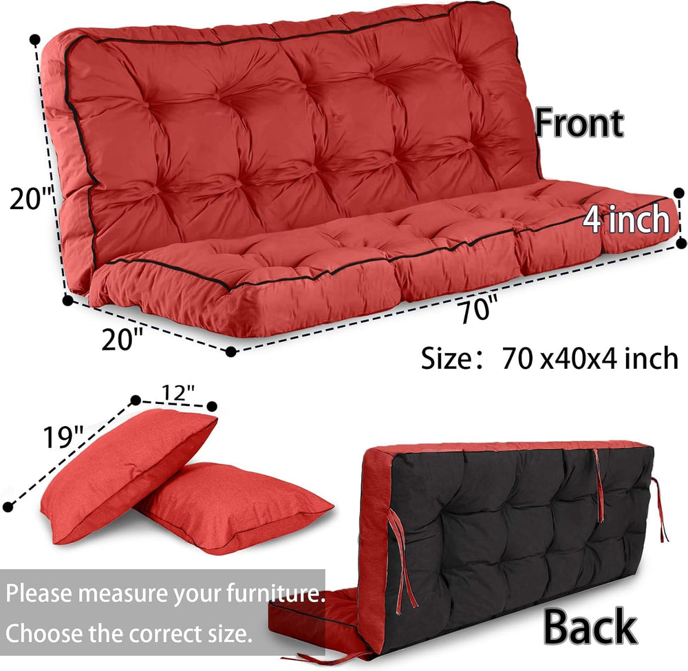 Outdoor Swing Cushions Waterproof, Thicken Porch Swing Cushion Replacement, 7...