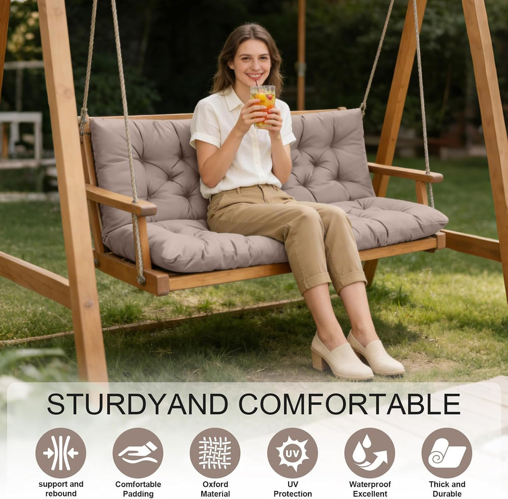 Porch Swing Cushions, Outdoor Swing Replacement Cushions 3 Seater with Backre...