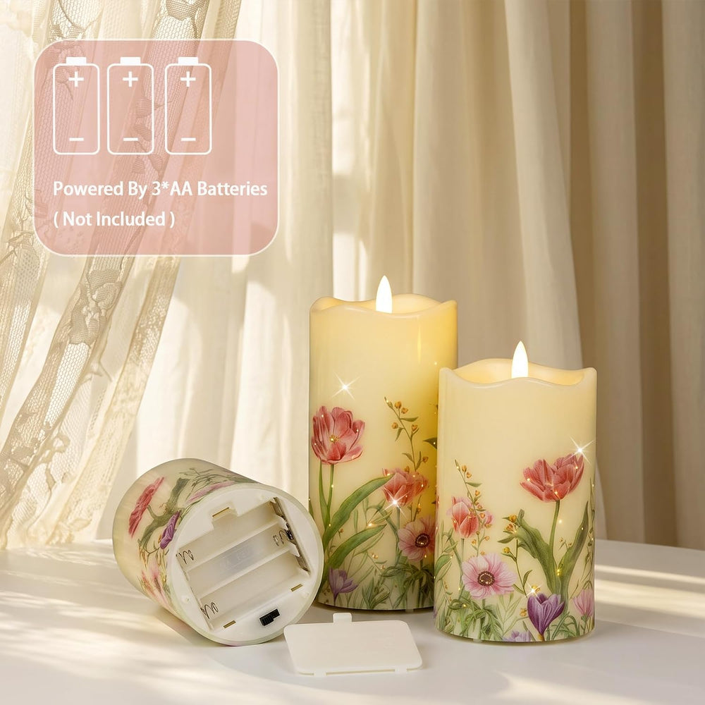 Flameless Candles, Battery Operated Floral Candles With Remote, Decorations