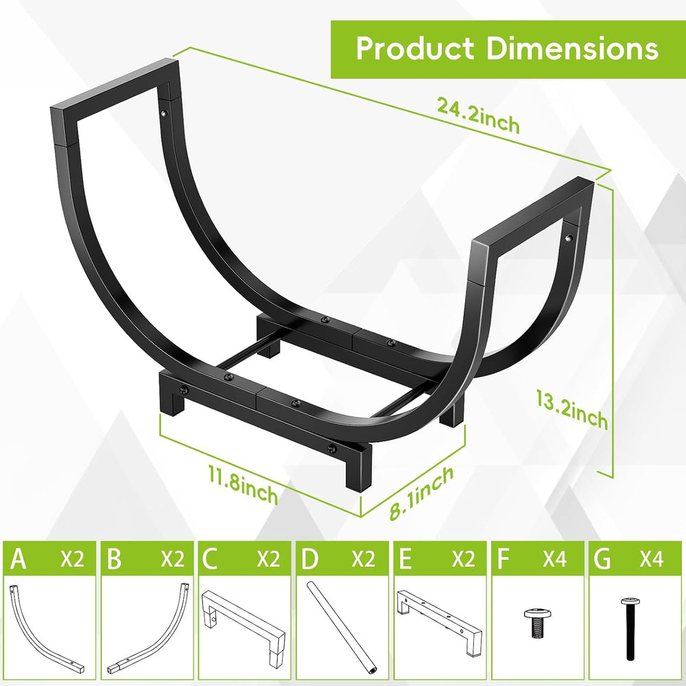 Dicasser Firewood Rack Outdoor and Indoor Firewood Storage, 24 INCH Double Co...