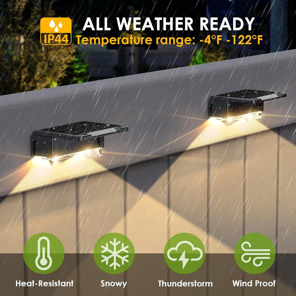 Solar Fence Lights Outdoor,3000/4000/6000K 3 Mode Fence Light Solar Powered