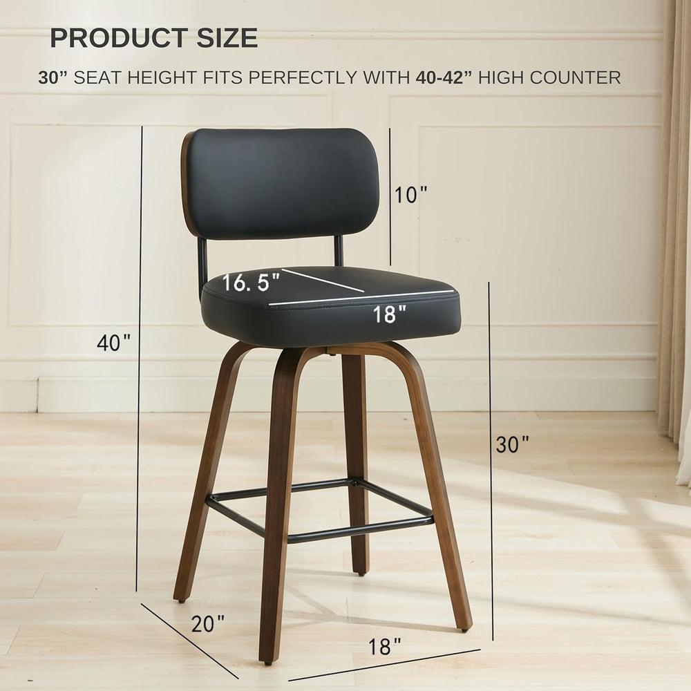 Swivel Bar Stools Set of 3, 30" Bar Height, Black