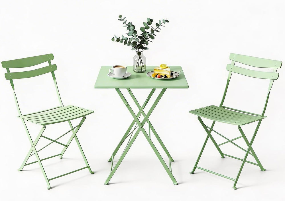 3 Piece Patio Bistro Set, Outdoor Folding Bistro Table and Chairs Set of 2