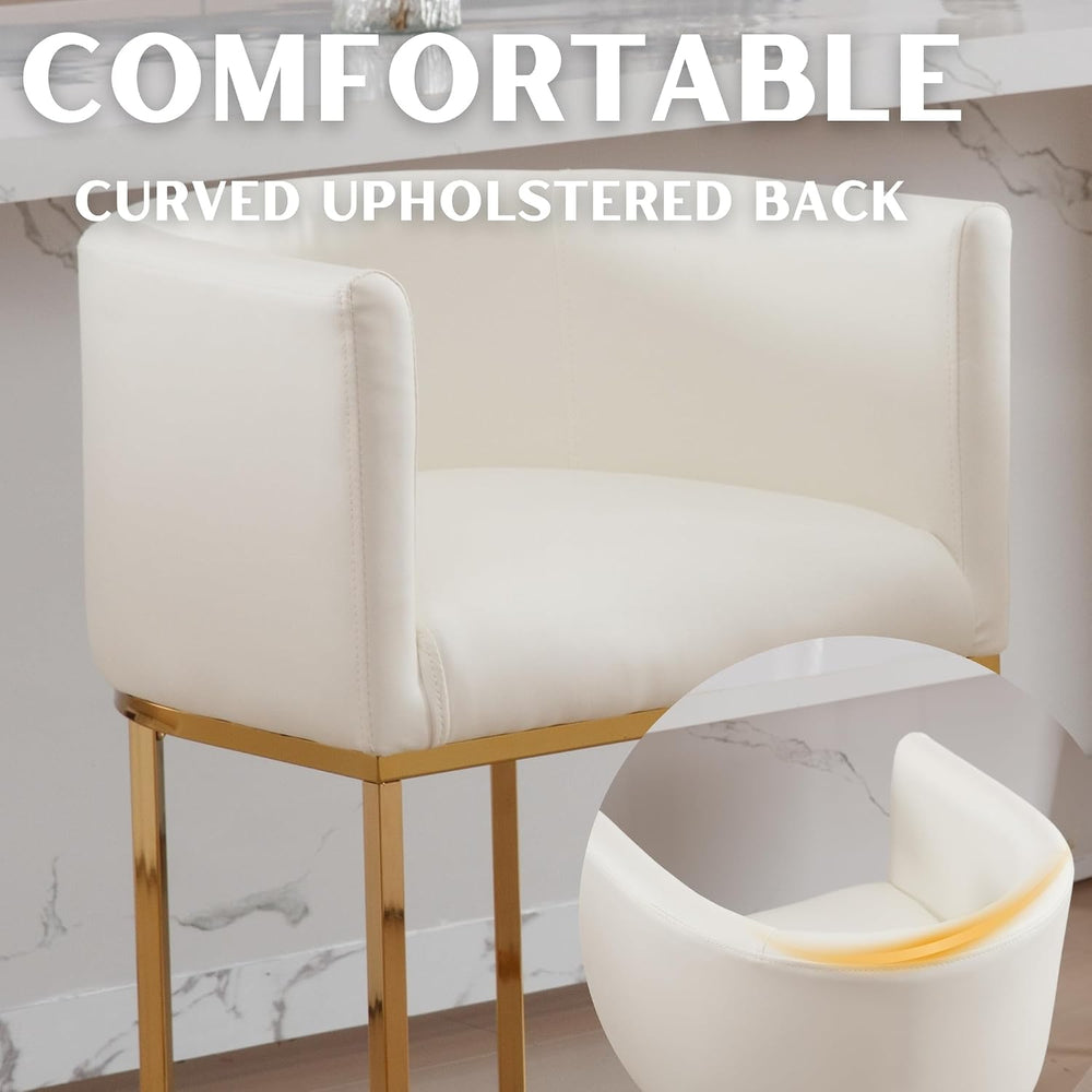 RIVOVA PU Leather Bar Stools Set of 4, Modern Upholstered Counter Height Bar ...