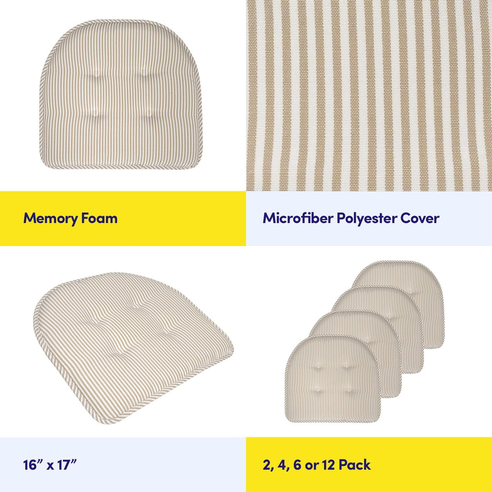 Sweet Home Collection Chair Cushion Memory Foam Pads Tufted Slip Non Skid Rub...