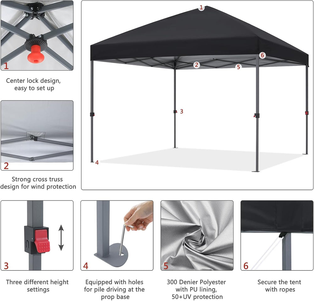 ABCCANOPY Pop Up Canopy - Outdoor Patio Portable Canopy Tent Heavy Duty for B...