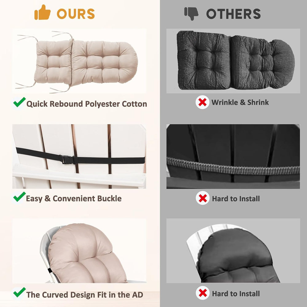 nalone 2 Pack Adirondack Cushion Rocking Chair Cushions High Back Adirondack ...