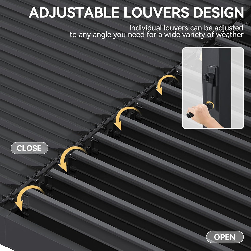 Aoxun Louvered Pergola 10x10, 3.8" Thick Posts, 82.5 MPH Wind Resistance