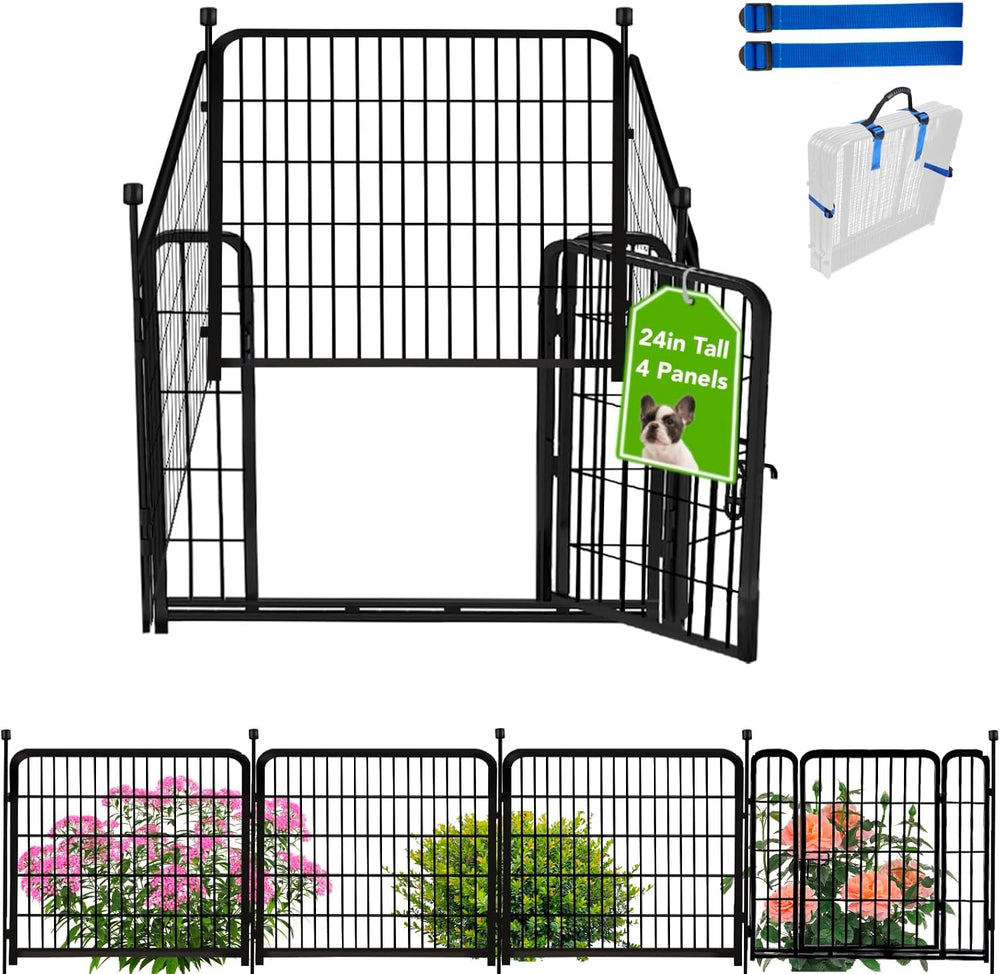 ADAVIN 24in Garden Fence, 4 Panels Dog Fence Outdoor for Yard, 9.8 Ft | Heavy...