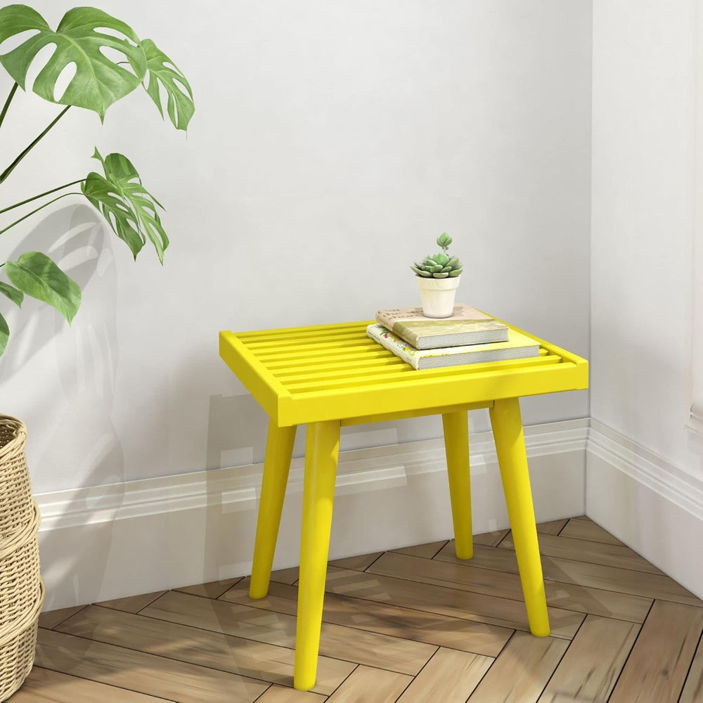 Plank+Beam Square Entryway Bench, Mid-Century Modern, 19", Yellow