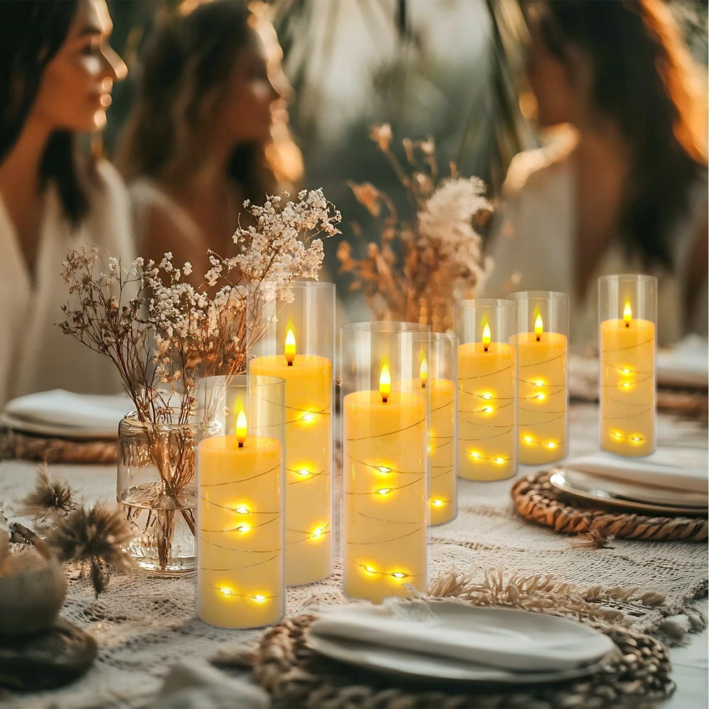 24 Pcs LED Flameless Candles with Remote, 3D Flickering Flame & LED Strin...