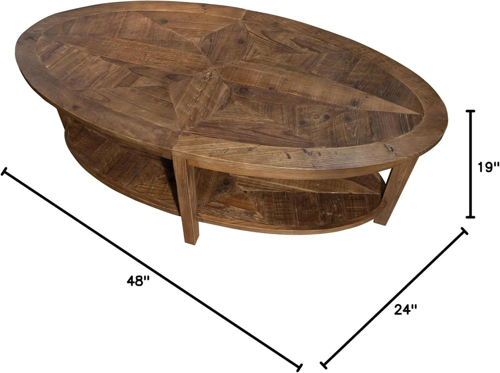 Alaterre Furniture Revive Oval Coffee Table, Natural, 48” x 24” x 18”