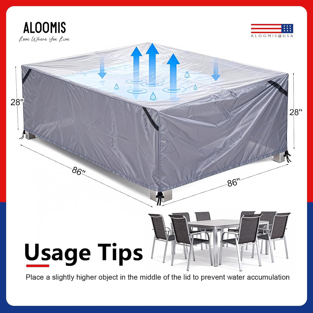 Waterproof Patio Table Cover for 6-Seat Dining Set with Bag Beige