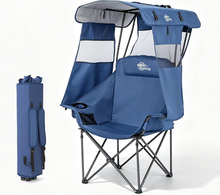 Bolosy Oversized Camping Chair with Canopy Beach Chair with Sun Shade