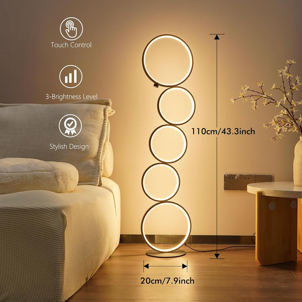 NUÜR 43.3" Modern Ring LED Floor Lamp, Dimmable Standing Lamp