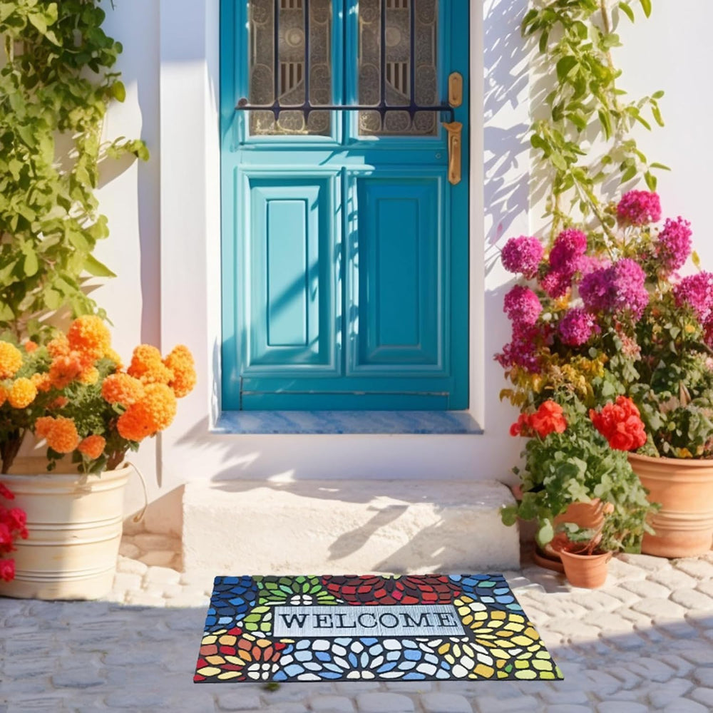 CHICHIC Colorful Welcome Door Mat, Welcome Mat 24x 36 Inch Front Doormat Outd...