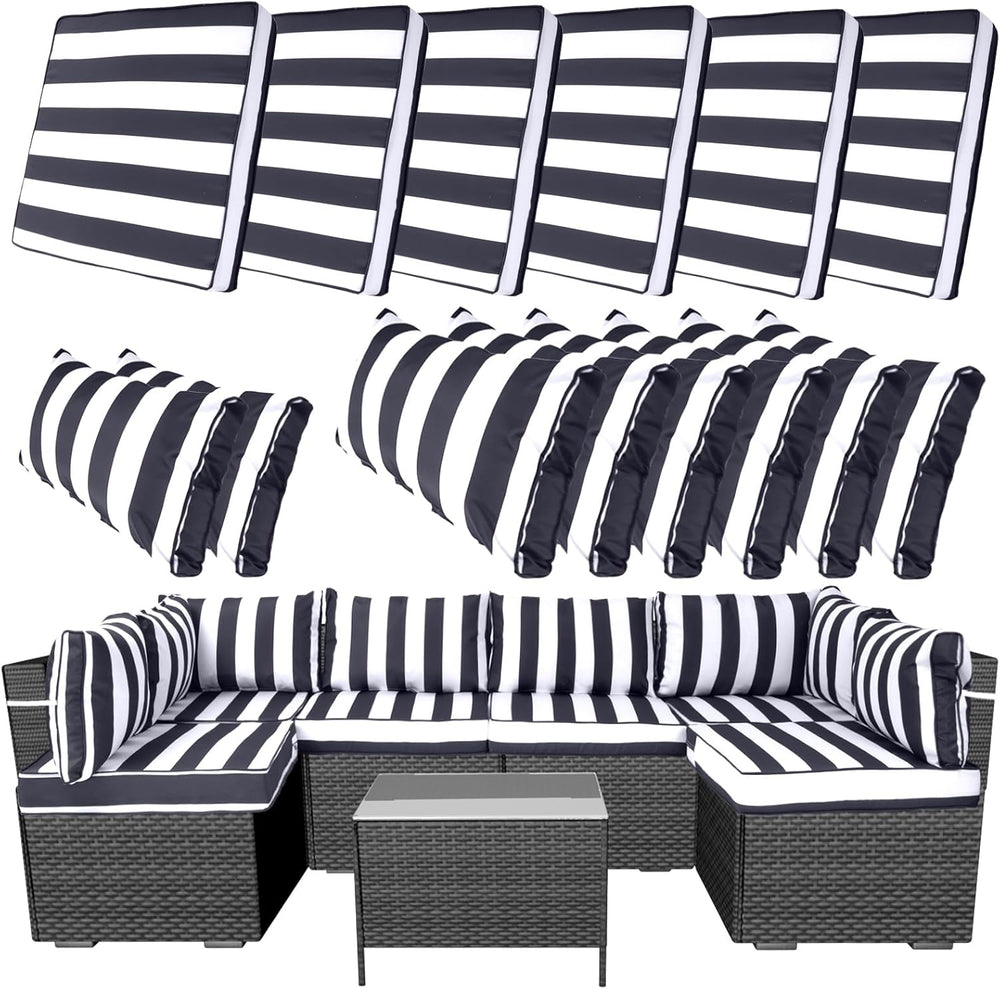 14 Piece Outdoor Furniture Replacement Cushions, Cover+Filling, 25.6" x ...