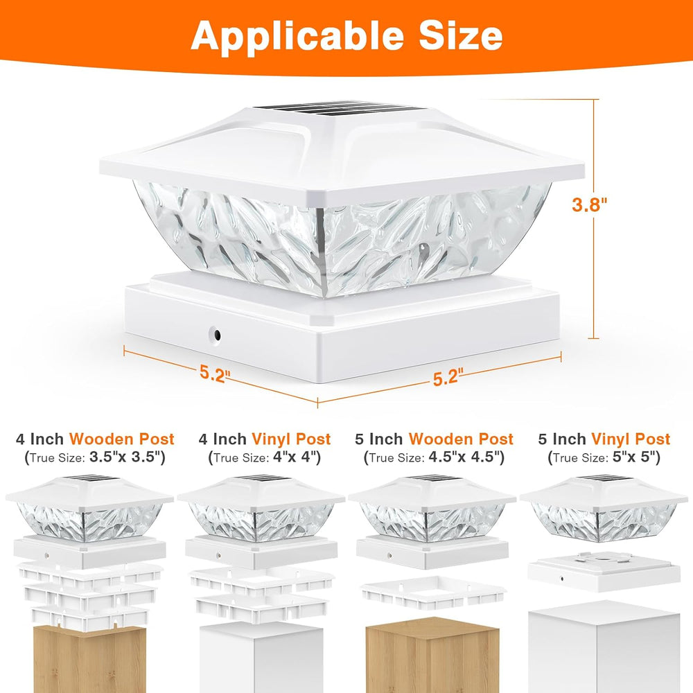 Solar Post Cap Lights Outdoor 6 Pack, 2 Modes Bright Fence Post Solar Lights ...